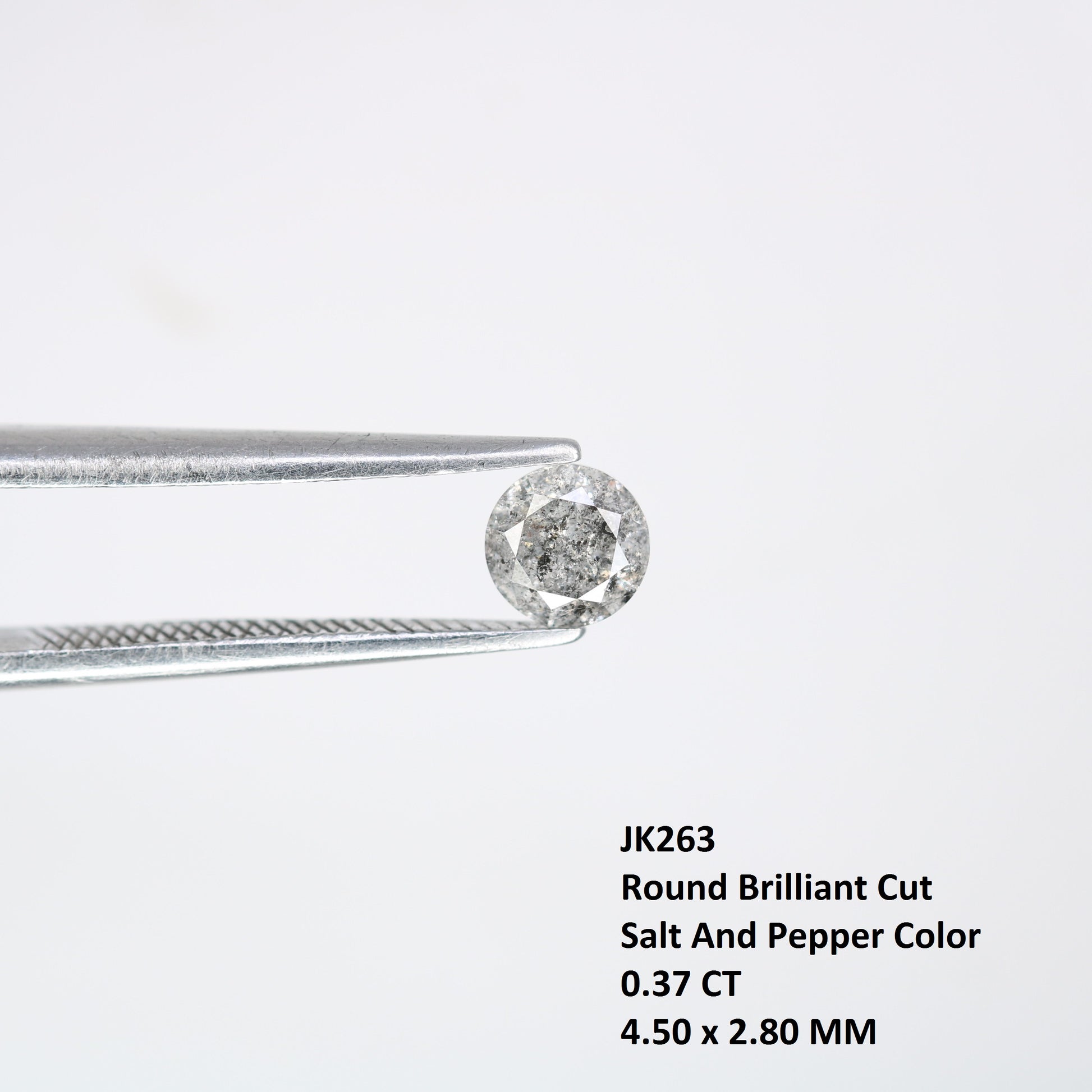 0.37 CT Round Brilliant Cut Salt and Pepper Diamond 4.50 x 2.80 MM | Natural Gemstone for Custom Engagement Rings, Unique Ethical Jewelry & Artisan Fine Jewelry - JayKrishna Diamond