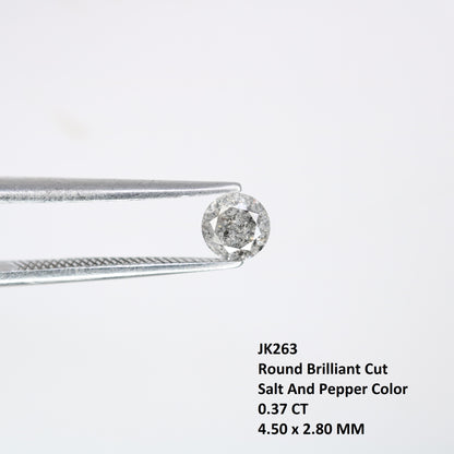 0.37 CT Round Brilliant Cut Salt and Pepper Diamond 4.50 x 2.80 MM | Natural Gemstone for Custom Engagement Rings, Unique Ethical Jewelry & Artisan Fine Jewelry - JayKrishna Diamond
