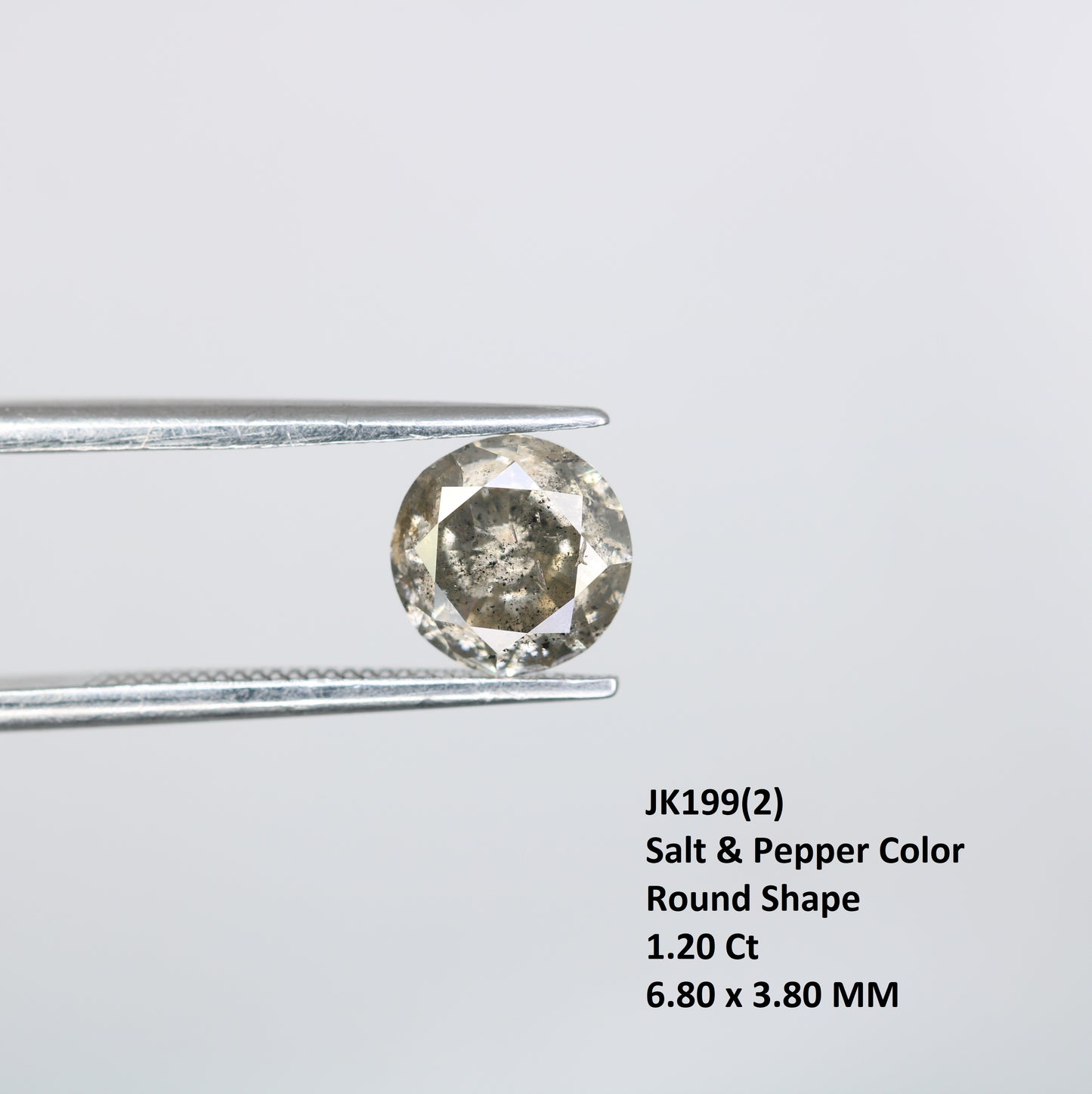 1.20 Carat Natural Loose Salt And Pepper Round Brilliant Cut Diamond - JayKrishna Diamond