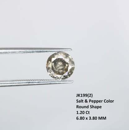 1.20 Carat Natural Loose Salt And Pepper Round Brilliant Cut Diamond - JayKrishna Diamond