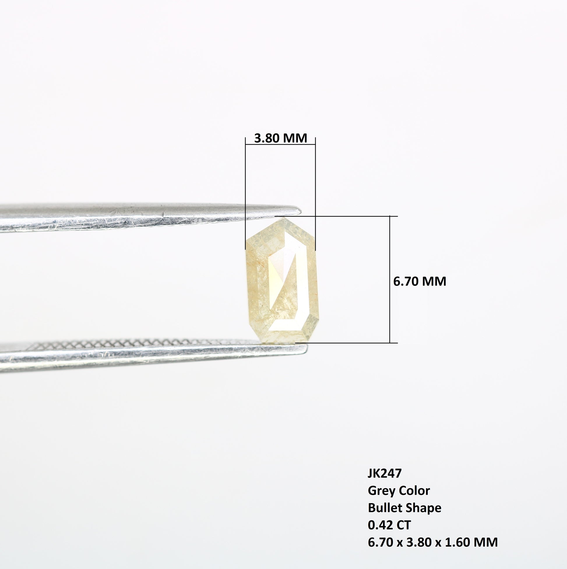 0.42 CT Bullet Shape Natural Grey Loose Fancy Diamond 6.70 MM for Designer Ring and Custom Fine Jewelry - JayKrishna Diamond