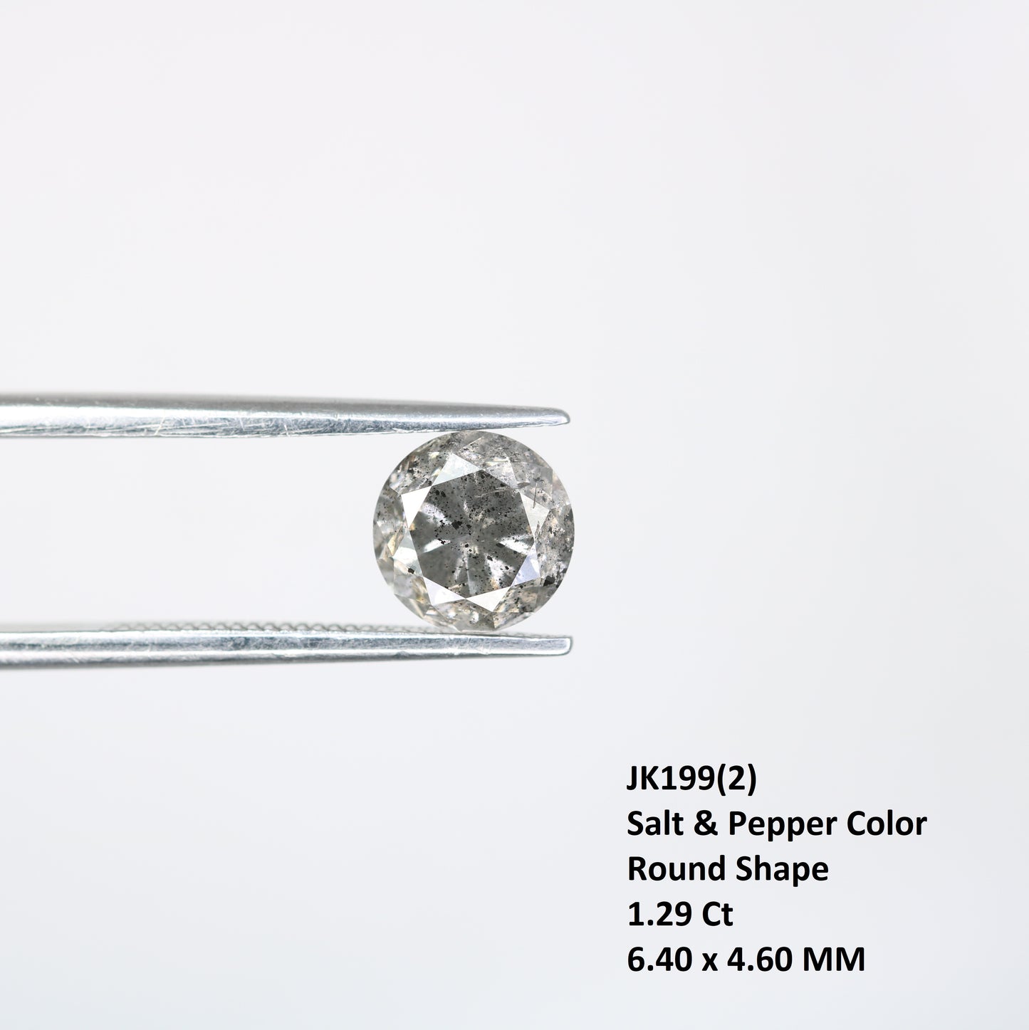 1.29 Carat Natural Loose Salt And Pepper Round Brilliant Cut Diamond - JayKrishna Diamond