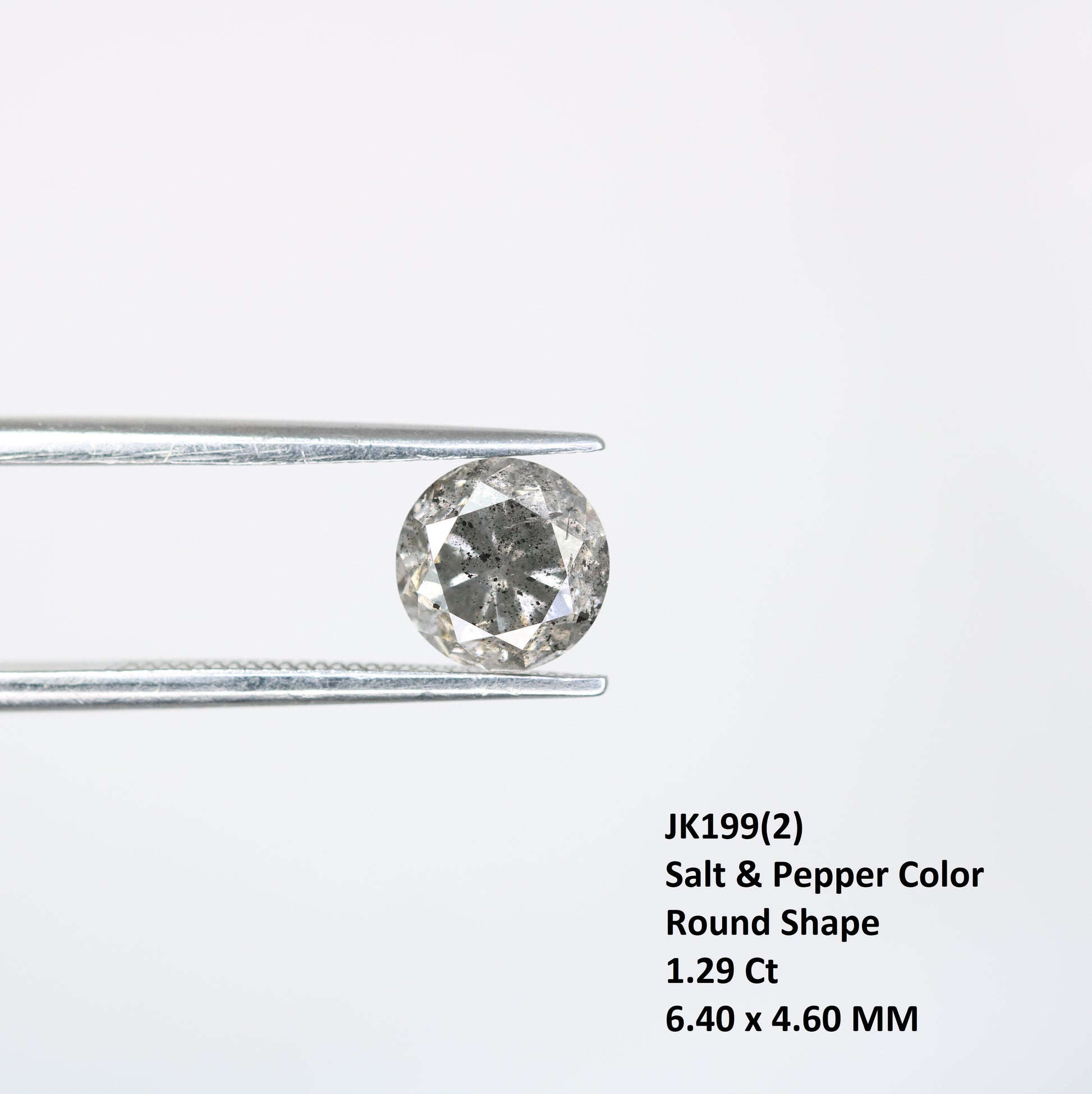 1.29 Carat Natural Loose Salt And Pepper Round Brilliant Cut Diamond - JayKrishna Diamond