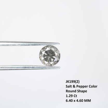 1.29 Carat Natural Loose Salt And Pepper Round Brilliant Cut Diamond - JayKrishna Diamond