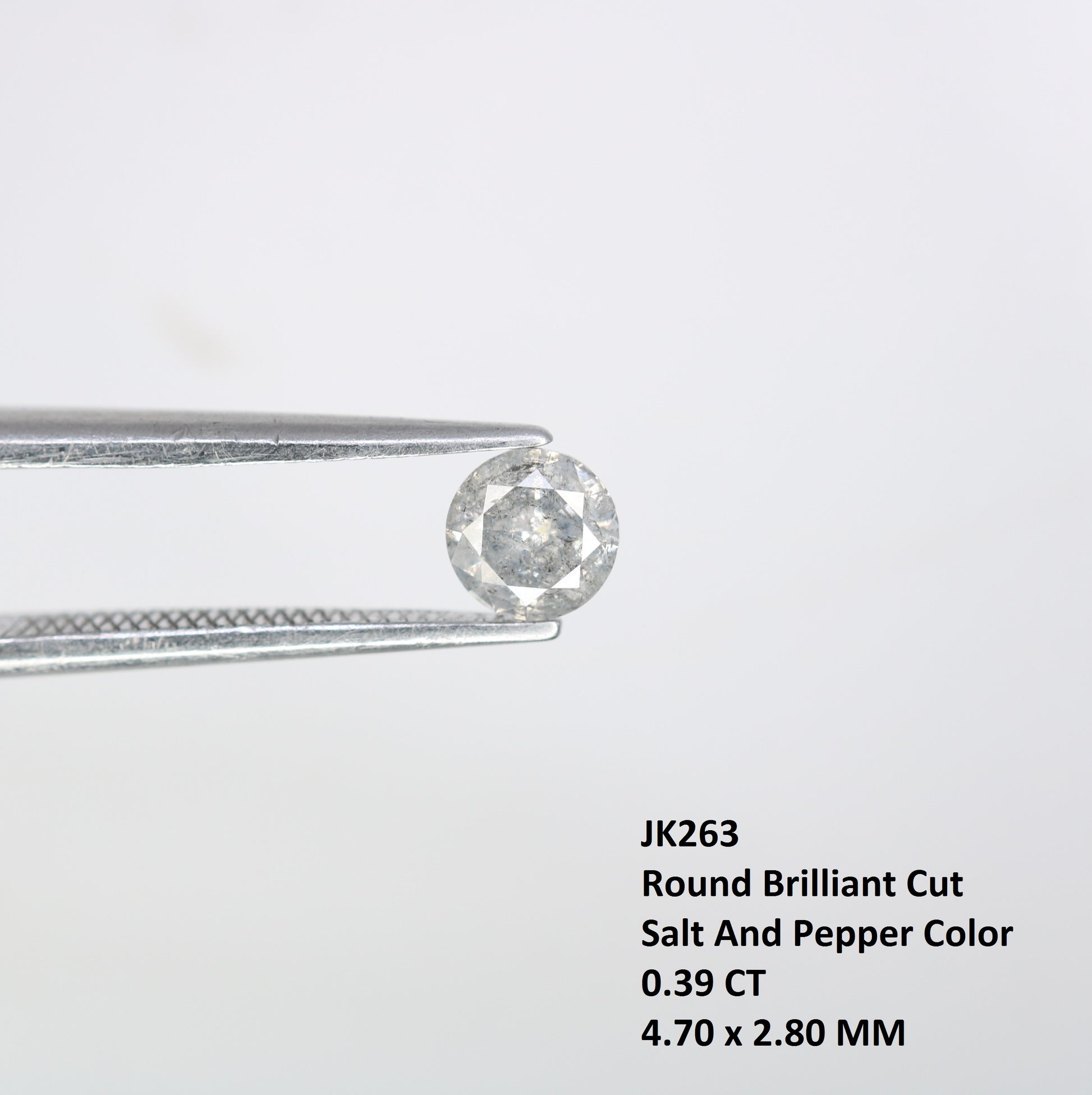 0.39 CT 4.70 MM Natural Loose Round Brilliant Cut Salt and Pepper Diamond for Custom Engagement Rings, Unique Fine Jewelry & Ethical Bridal Jewelry - JayKrishna Diamond