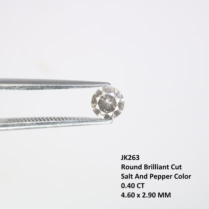 0.40 CT Salt And Pepper 4.60 x 2.90 MM Round Brilliant Cut Loose Diamond For Engagement Ring - JayKrishna Diamond