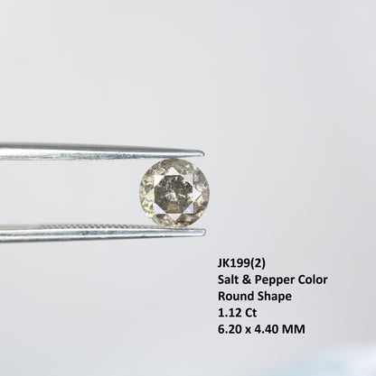 1.12 Carat Round Brilliant Cut Salt And Pepper Diamond For Galaxy Ring - JayKrishna Diamond