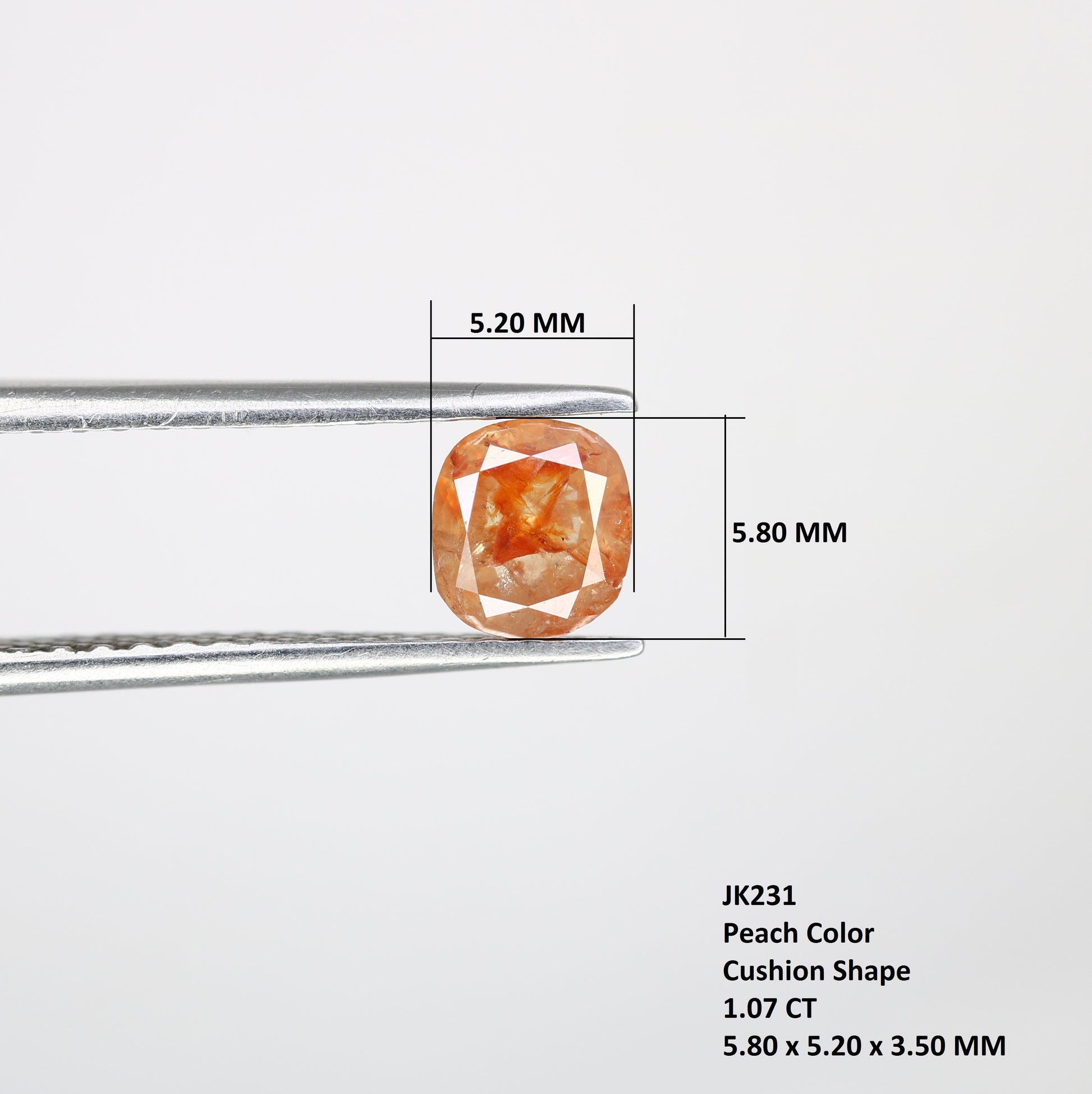 1.07 CT Peach Cushion Shape Loose Diamond For Engagement Ring - JayKrishna Diamond