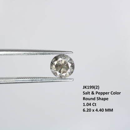1.04 Carat Loose Salt And Pepper Round Brilliant Cut Diamond - JayKrishna Diamond