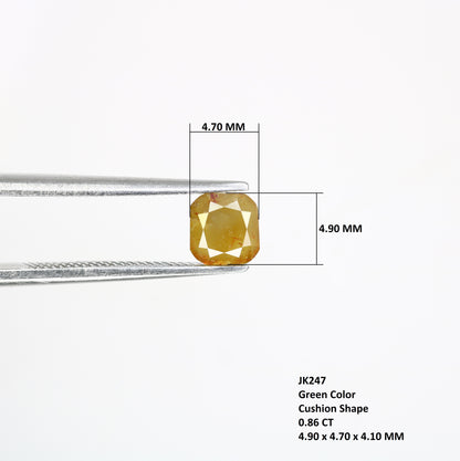 0.86 CT 4.90 MM Fancy Green Cushion Shape Diamond For Fancy Designer Jewelry - JayKrishna Diamond