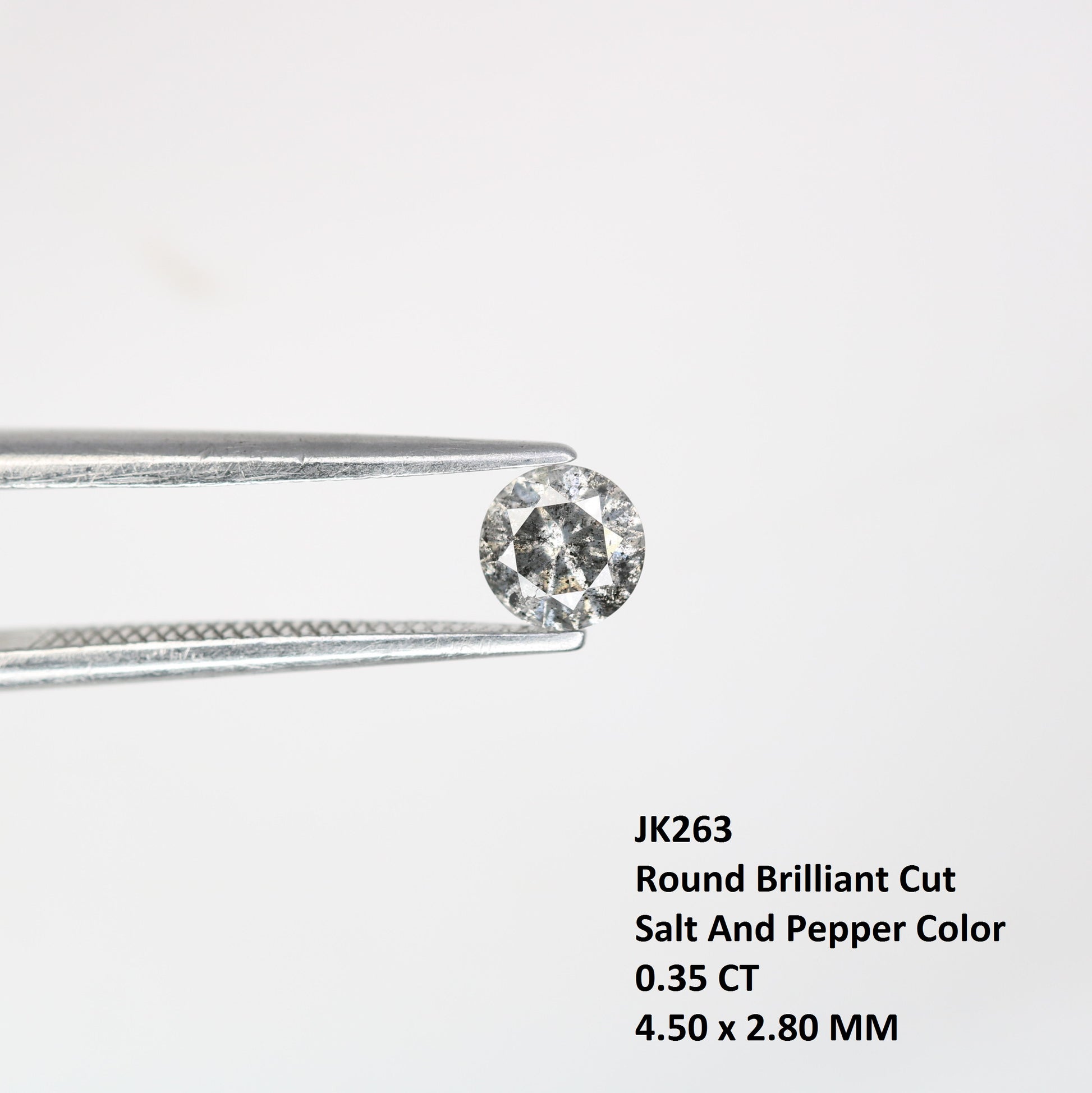 Unique 0.35 CT Salt & Pepper Round Brilliant Cut Diamond | Ethical Engagement Ring | 4.50 x 2.80 MM - JayKrishna Diamond