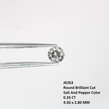 Unique 0.35 CT Salt & Pepper Round Brilliant Cut Diamond | Ethical Engagement Ring | 4.50 x 2.80 MM - JayKrishna Diamond