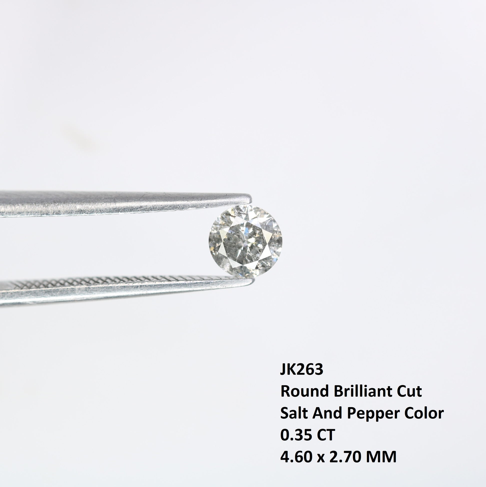 Unique 0.35 CT Salt & Pepper Round Brilliant Cut Diamond | Perfect for Engagement Rings | 4.60 MM - JayKrishna Diamond