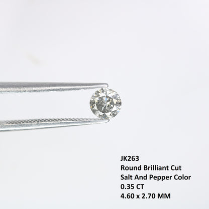 Unique 0.35 CT Salt & Pepper Round Brilliant Cut Diamond | Perfect for Engagement Rings | 4.60 MM - JayKrishna Diamond