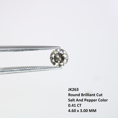 Unique 0.41 CT Salt & Pepper Round Brilliant Cut Diamond | Perfect for Engagement Rings | 4.60 x 3.00 MM - JayKrishna Diamond