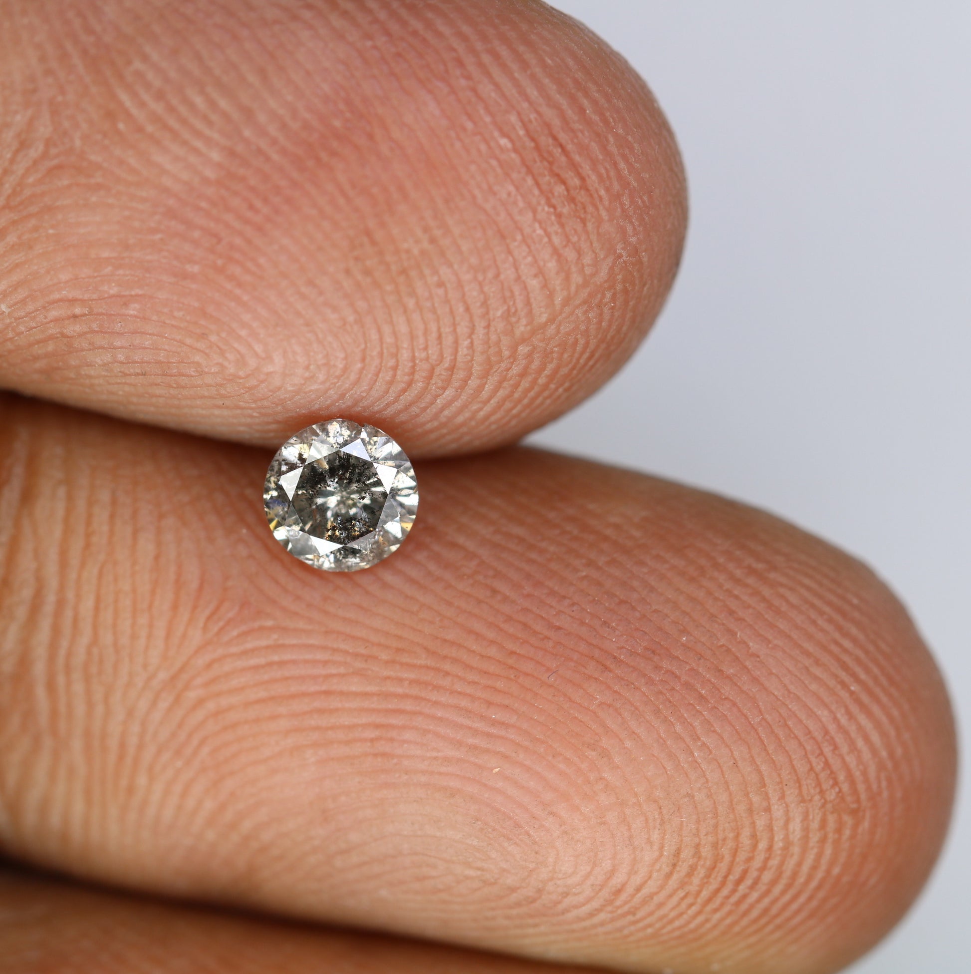 Unique 0.41 CT Salt & Pepper Round Brilliant Cut Diamond | Perfect for Engagement Rings | 4.60 x 3.00 MM - JayKrishna Diamond