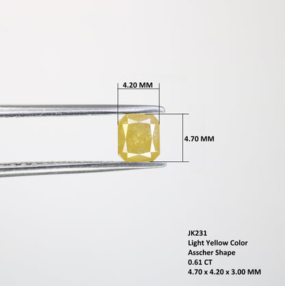 0.61 CT Asscher Shape Yellow Diamond for a Stunning Engagement Ring: Unique Gemstone Jewelry Piece - JayKrishna Diamond