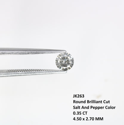 Unique 0.35 CT Salt & Pepper Round Brilliant Cut Diamond | Perfect for Engagement Rings | 4.50 MM - JayKrishna Diamond