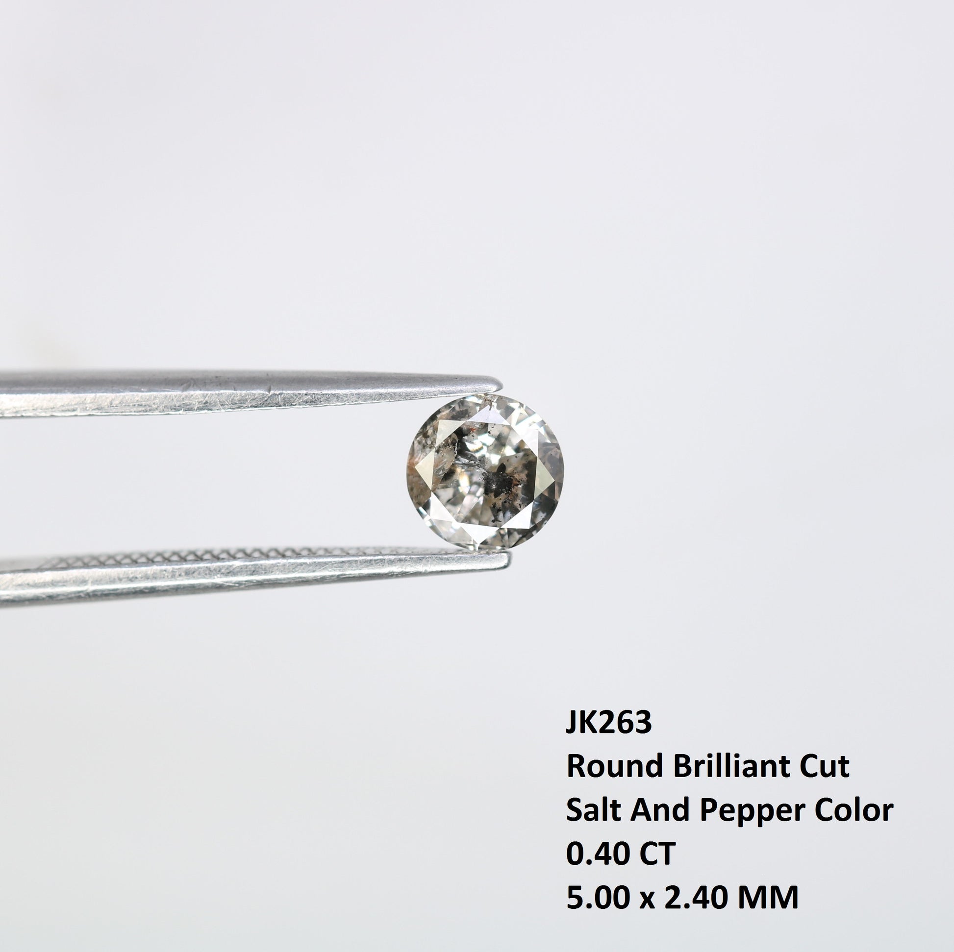 0.40 CT 5.00 x 2.40 MM Round Brilliant Cut Salt and Pepper Diamond for Custom Engagement Rings, Unique Fine Jewelry & Ethical Bridal Jewelry - JayKrishna Diamond