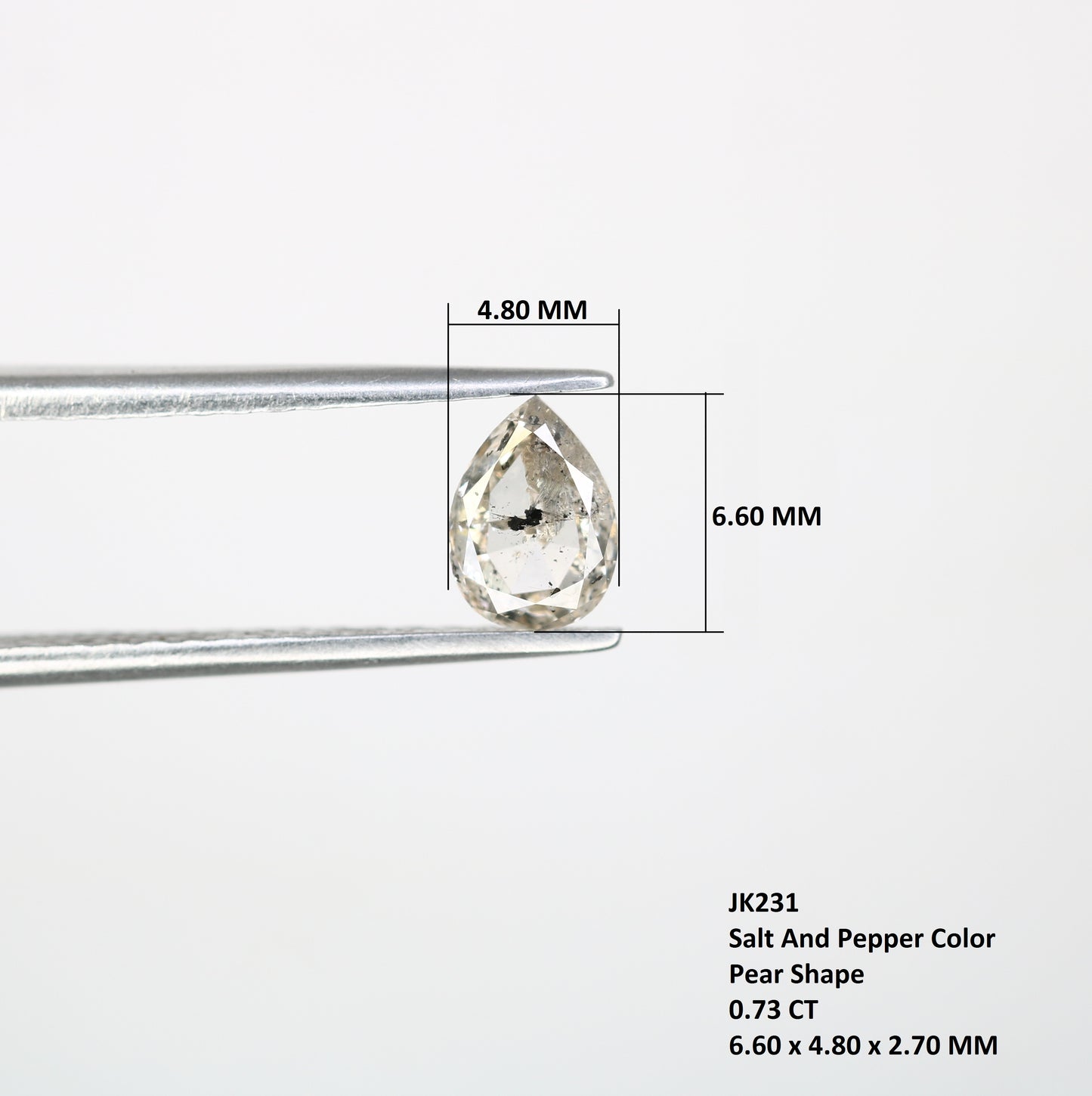 0.73 CT Salt And Pepper Pear Shape Diamond For Engagement Ring - JayKrishna Diamond