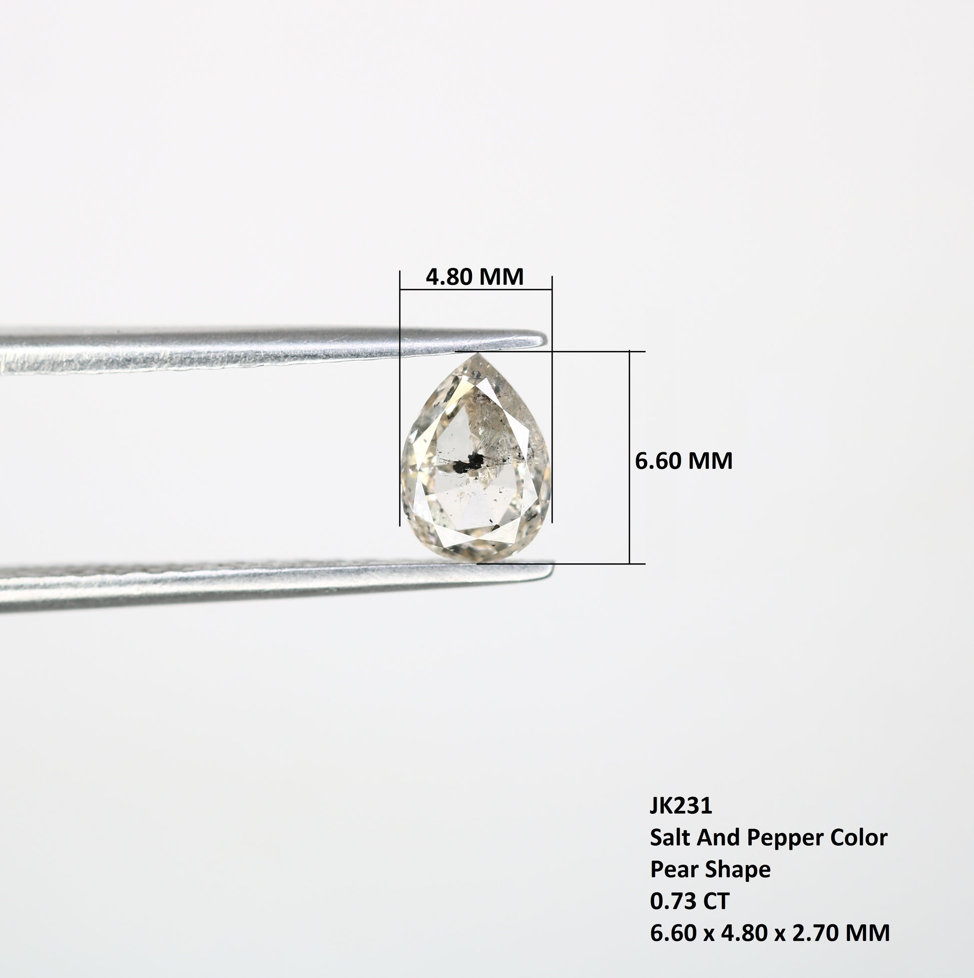 0.73 CT Salt And Pepper Pear Shape Diamond For Engagement Ring - JayKrishna Diamond