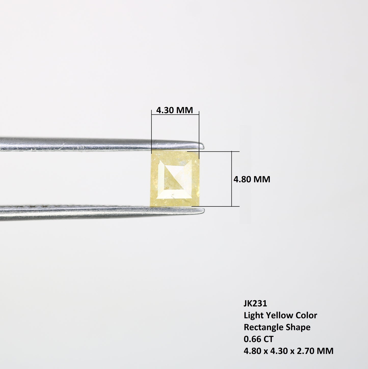 0.66 CT 4.80 MM Rectangle Shape Light Yellow Fancy Diamond for Engagement Ring - Unique Gemstone for Custom Bridal Jewelry Designs - JayKrishna Diamond