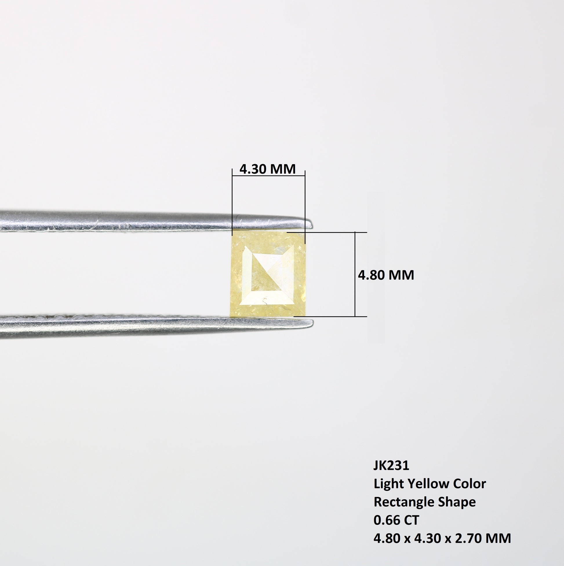 0.66 CT 4.80 MM Rectangle Shape Light Yellow Fancy Diamond for Engagement Ring - Unique Gemstone for Custom Bridal Jewelry Designs - JayKrishna Diamond