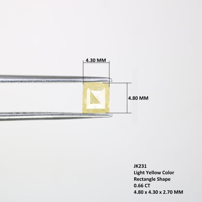 0.66 CT 4.80 MM Rectangle Shape Light Yellow Fancy Diamond for Engagement Ring - Unique Gemstone for Custom Bridal Jewelry Designs - JayKrishna Diamond