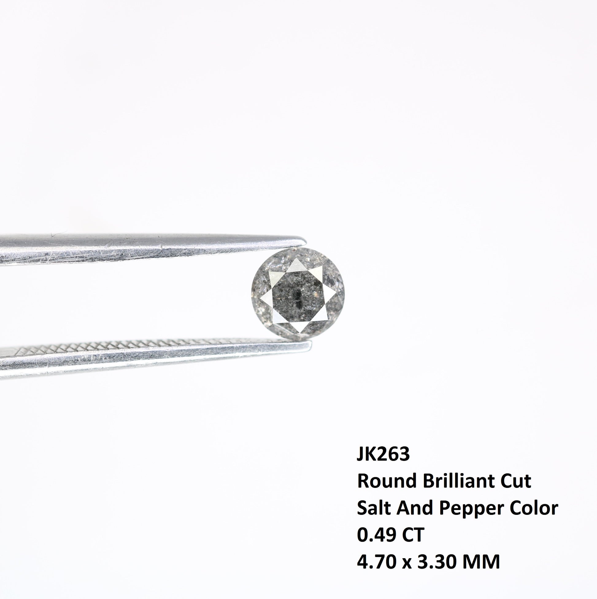 0.49 CT 4.70 MM Salt And Pepper Natural Round Brilliant Cut Diamond For Engagement Ring - JayKrishna Diamond
