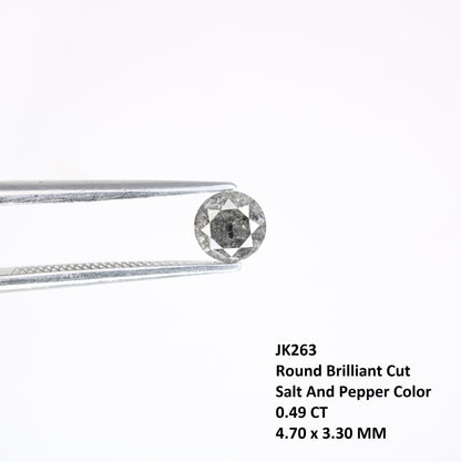0.49 CT 4.70 MM Salt And Pepper Natural Round Brilliant Cut Diamond For Engagement Ring - JayKrishna Diamond