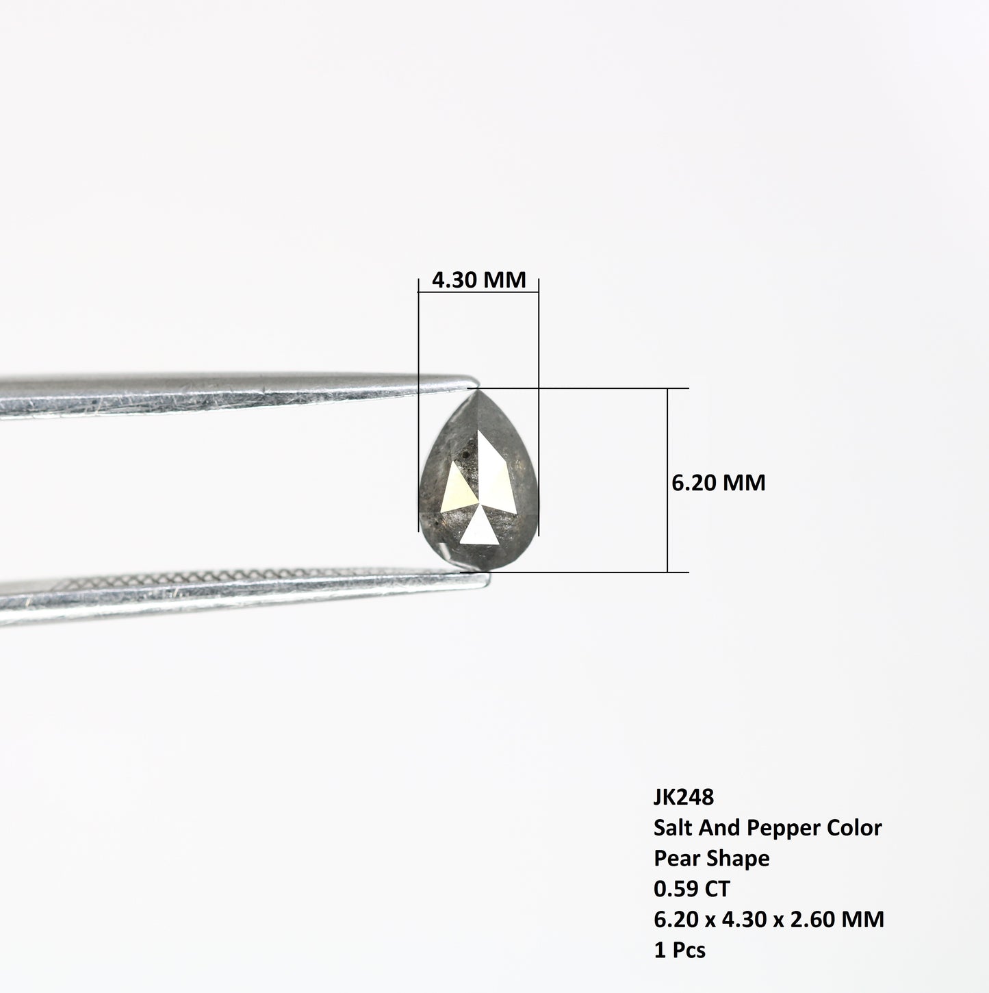 0.59 Carat Natural Salt and Pepper Pear-Shaped Diamond – Elegant Loose Gem for Unique Engagement Rings - JayKrishna Diamond