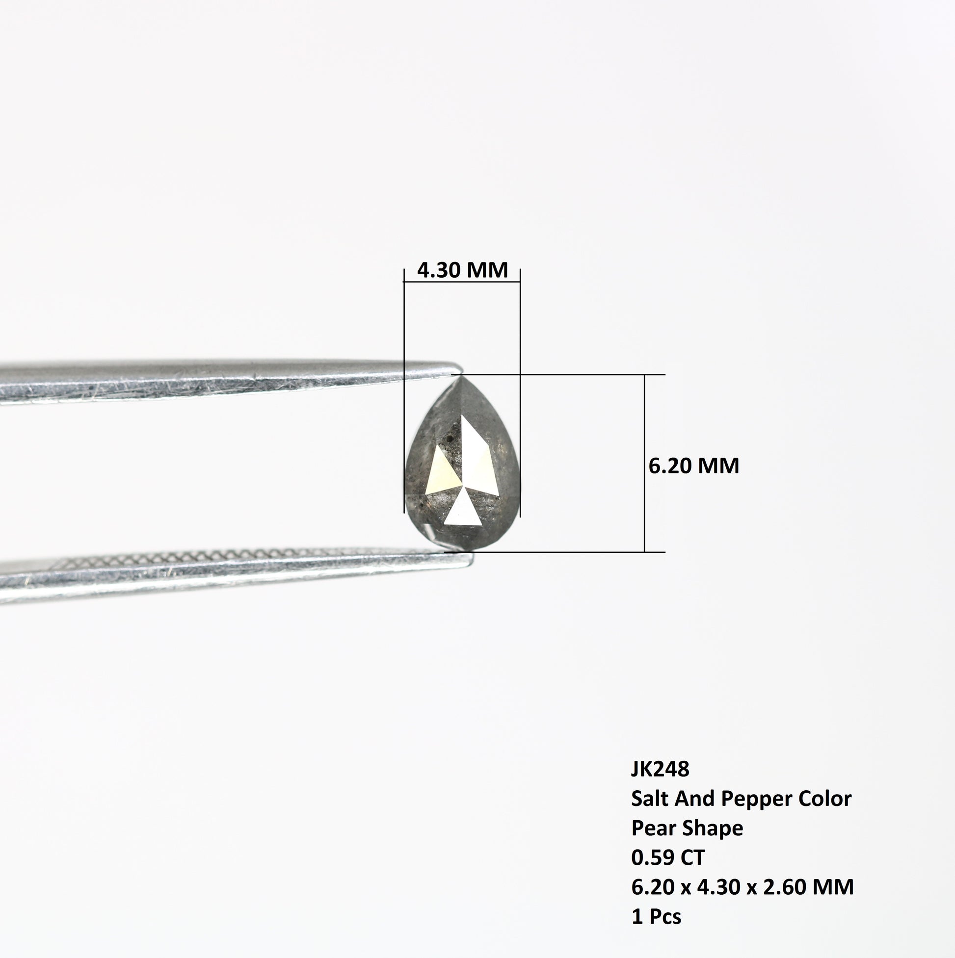 0.59 Carat Natural Salt and Pepper Pear-Shaped Diamond – Elegant Loose Gem for Unique Engagement Rings - JayKrishna Diamond