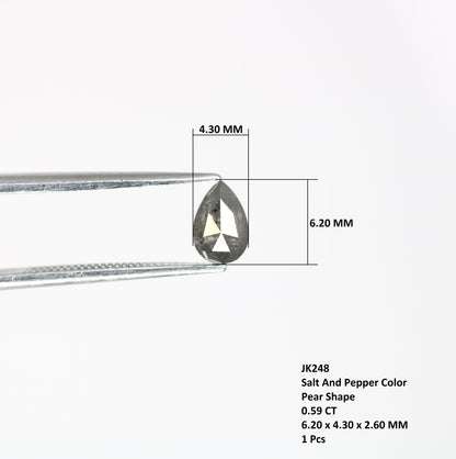 0.59 Carat Natural Salt and Pepper Pear-Shaped Diamond – Elegant Loose Gem for Unique Engagement Rings - JayKrishna Diamond