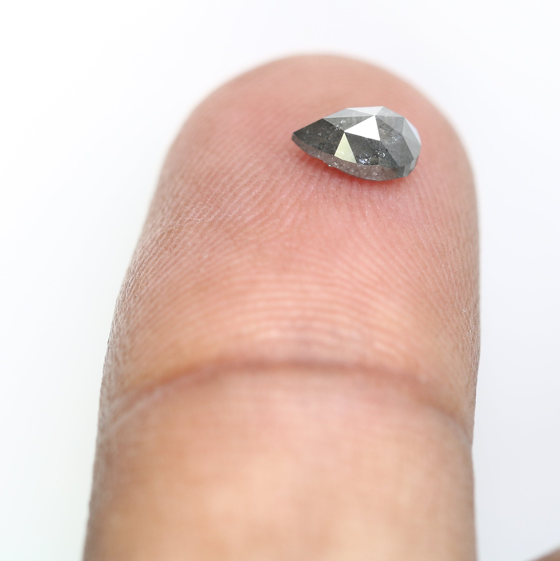0.59 Carat Natural Salt and Pepper Pear-Shaped Diamond – Elegant Loose Gem for Unique Engagement Rings - JayKrishna Diamond