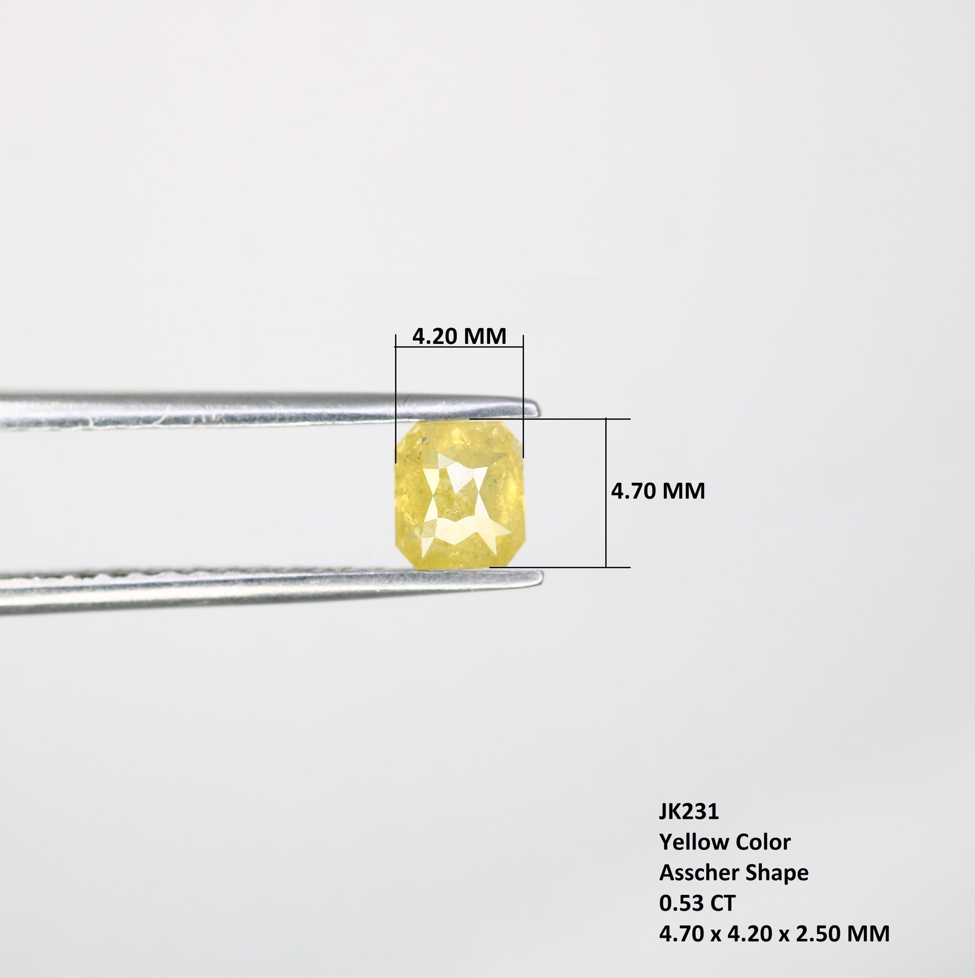 0.53 CT Asscher Shape Yellow Diamond For Engagement Ring - JayKrishna Diamond