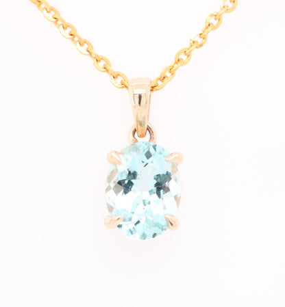 Green Aquamarine Oval Stone Pendant with 18K Yellow Gold Chain Necklace - JayKrishna Diamond