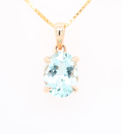 Green Aquamarine Oval Stone Pendant with 18K Yellow Gold Chain Necklace For Women - JayKrishna Diamond