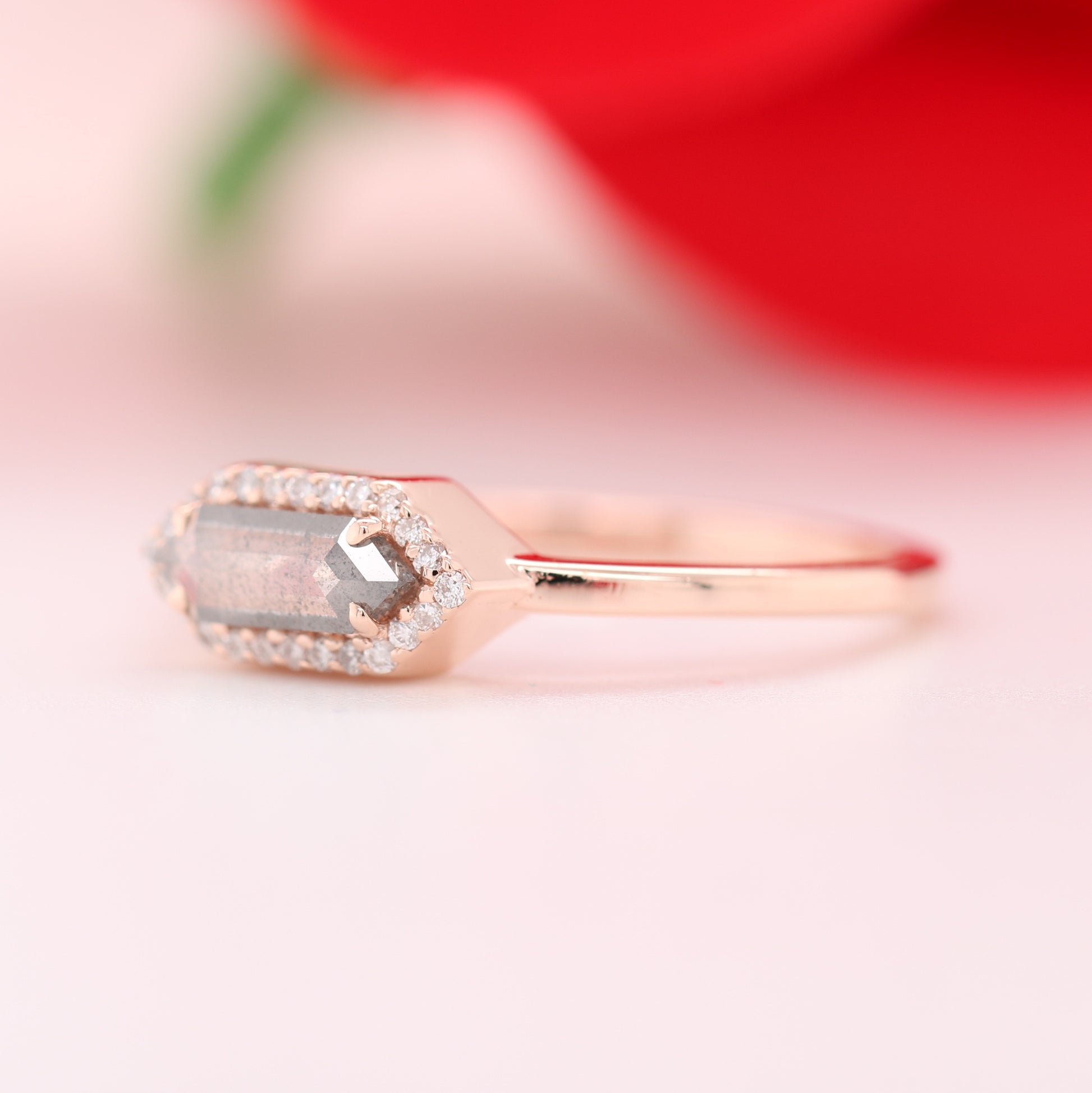 14k Gold Baguette Engagement Ring, Baguette Ring, Birthstone Ring, Sterling Silver Ring, Wedding Ring, Dainty Ring, Womens Solitaire Ring - JayKrishna Diamond
