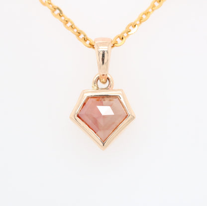 Shield Cut Peach Diamond Pendant with 18K Yellow Gold Chain Necklace For Women - JayKrishna Diamond