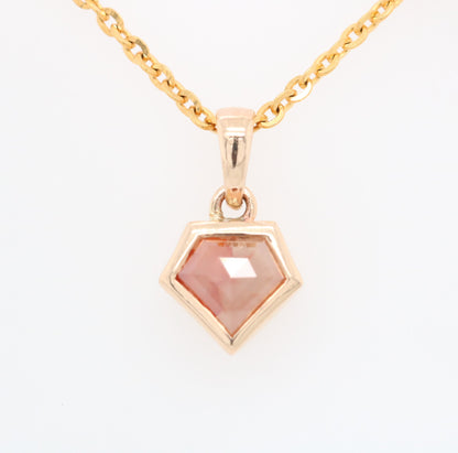 Shield Cut Peach Diamond Pendant with 18K Yellow Gold Chain Necklace For Women - JayKrishna Diamond