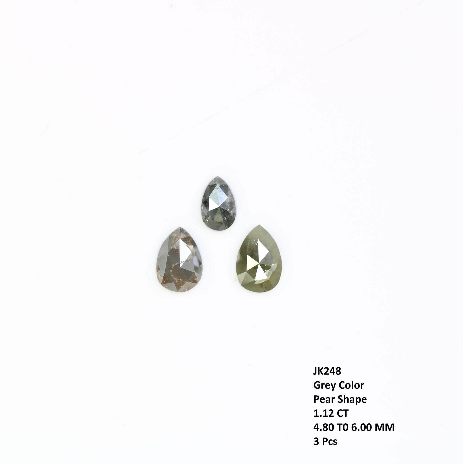 1.12 CT Pear Shaped Natural Grey Color 6.00 MM Fancy Diamond For Designer Ring - JayKrishna Diamond