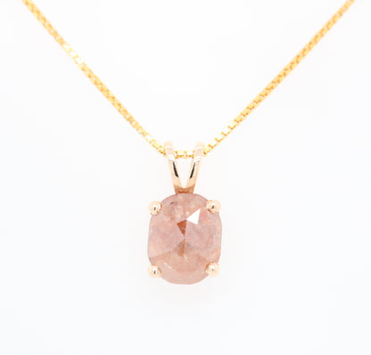Oval Shape Peach Diamond Pendant with 10K Yellow Gold Pendant With Gold Chain Gift For Her - JayKrishna Diamond