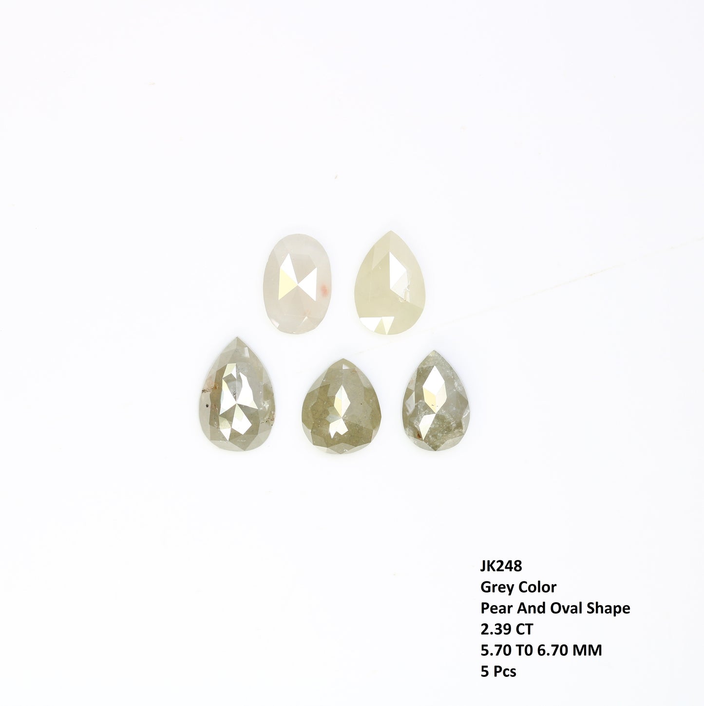 2.39 CT 5.70 MM Natural Grey Color Fancy Oval And Pear Shape Loose Diamond For Designer Jewelry - JayKrishna Diamond