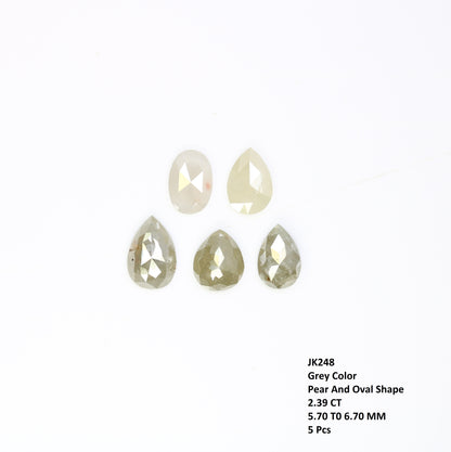 2.39 CT 5.70 MM Natural Grey Color Fancy Oval And Pear Shape Loose Diamond For Designer Jewelry - JayKrishna Diamond