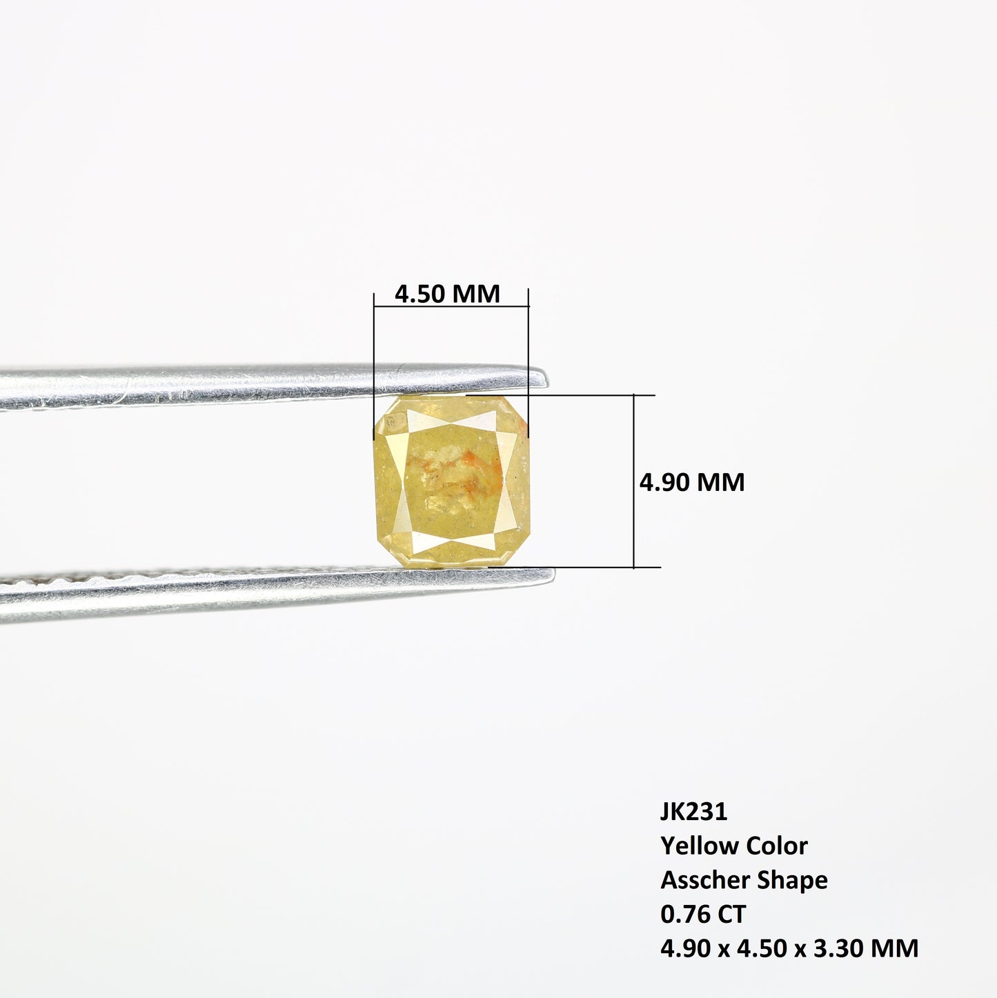 0.76 CT Loose Asscher Shape Yellow Diamond For Engagement Ring - JayKrishna Diamond