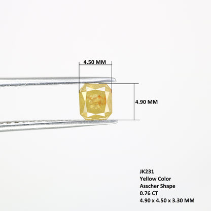0.76 CT Loose Asscher Shape Yellow Diamond For Engagement Ring - JayKrishna Diamond