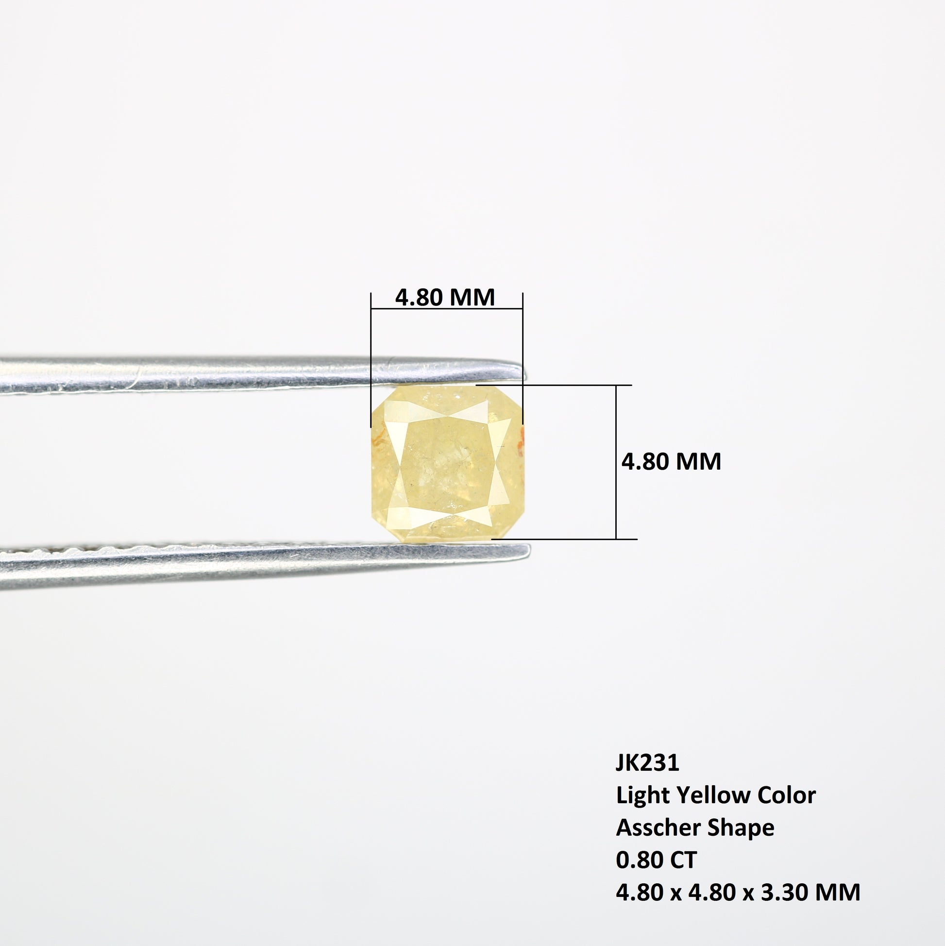 0.80 CT Asscher Shape Light Yellow Diamond For Engagement Ring - JayKrishna Diamond