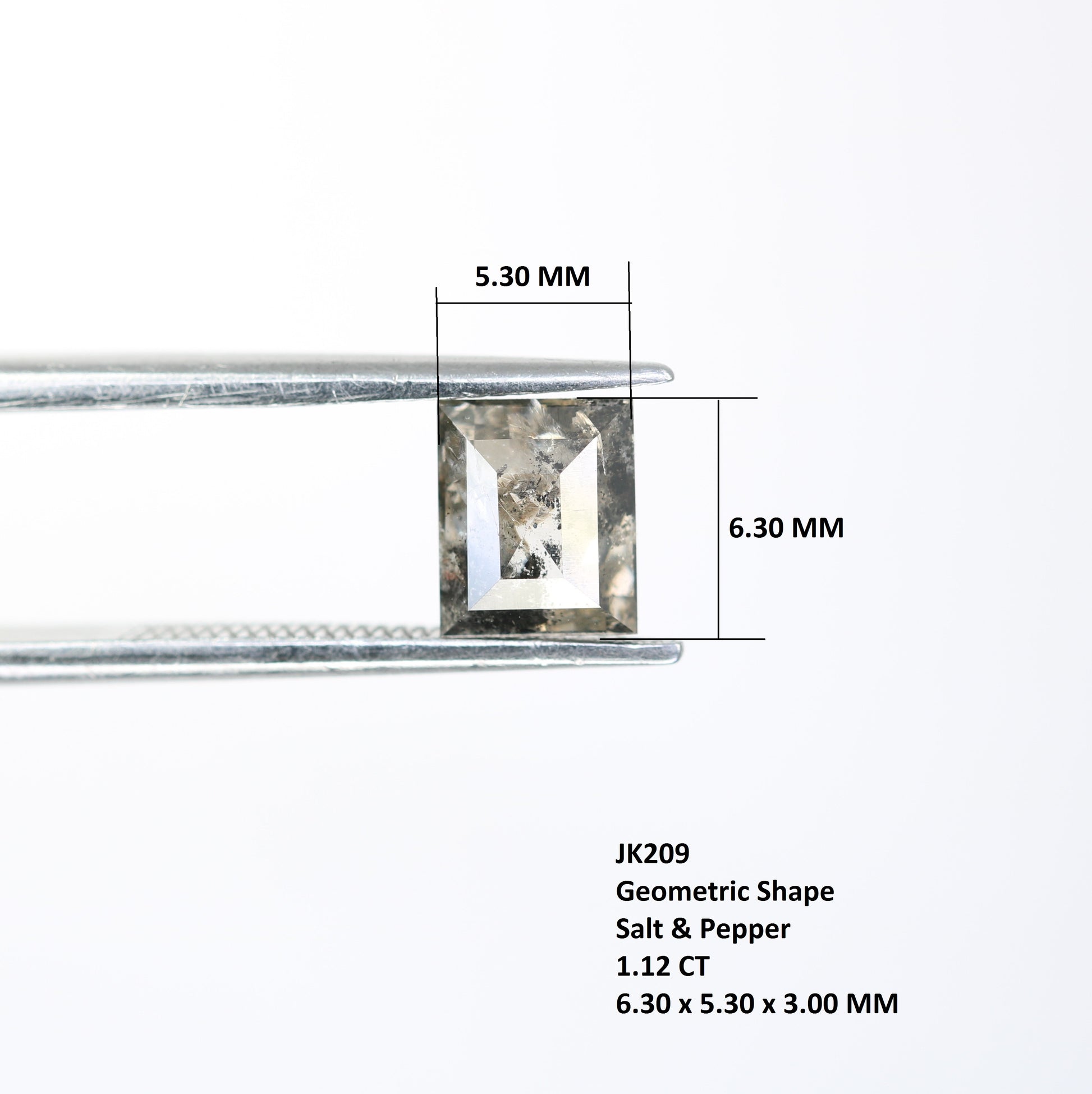 1.12 Ct Salt And Pepper Loose Geometric Shaped Diamond For Engagement Ring - JayKrishna Diamond