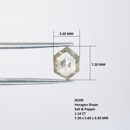 1.14 Carat Salt And Pepper Natural Loose Hexagon Shaped Diamond For Wedding Ring - JayKrishna Diamond