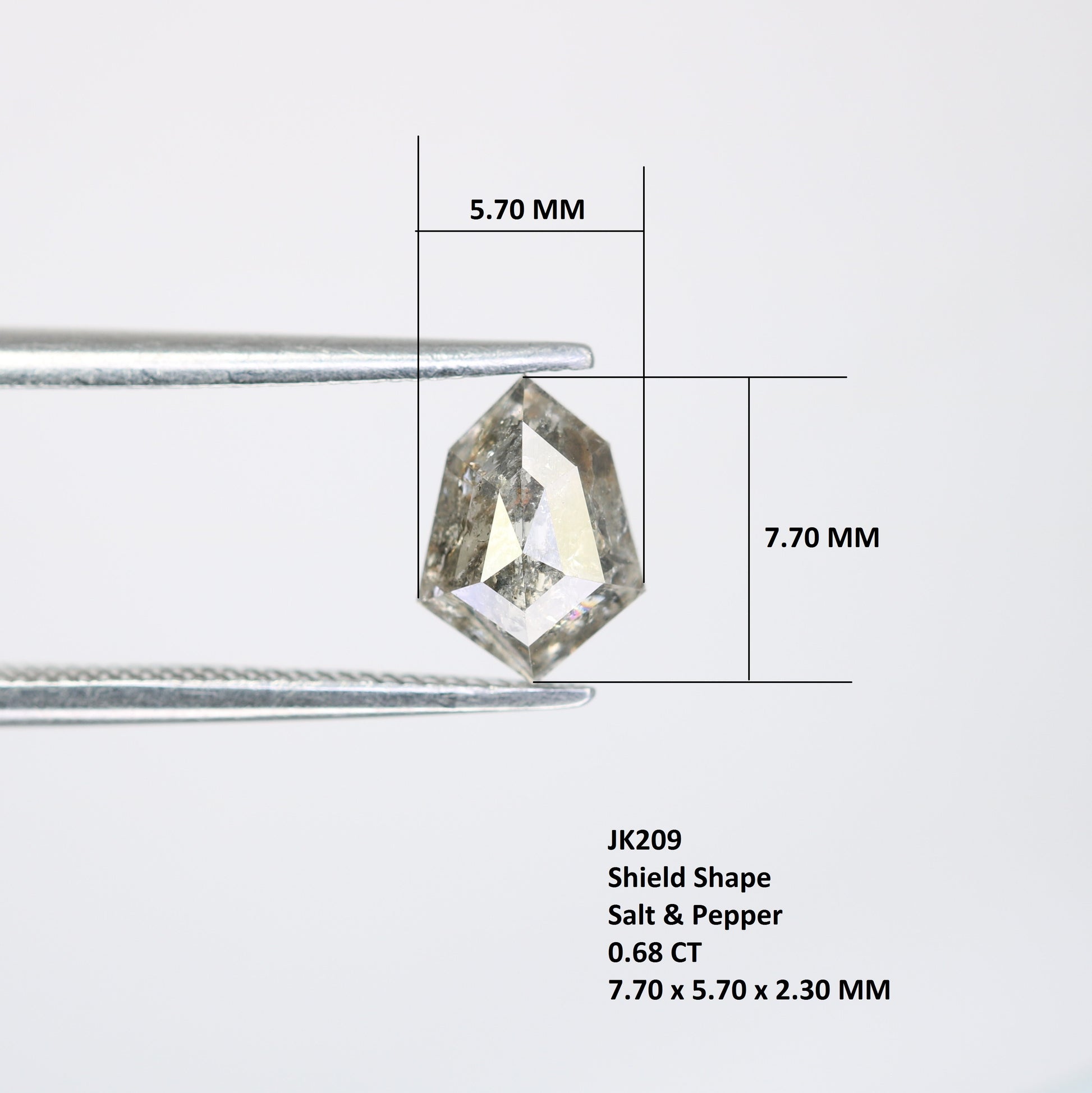 0.68 Carat Salt and Pepper Shield Shaped Natural Diamond for Wedding Ring - Unique Gemstone for Custom Bridal Jewelry Designs - JayKrishna Diamond